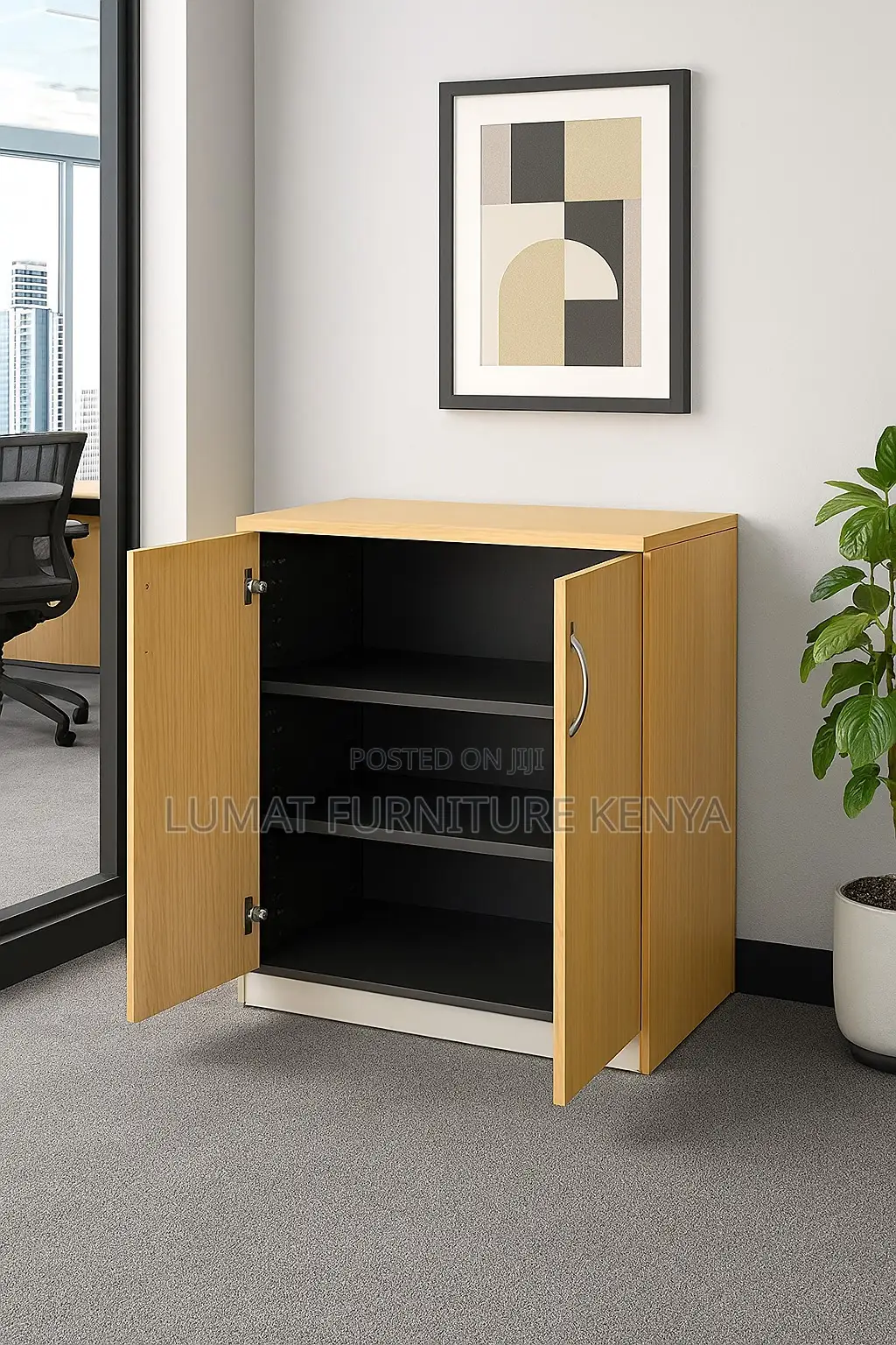 Classic Wooden Office Cupboard – 2-Door Design