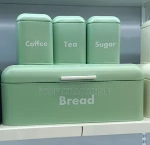 Bread Bin With 3 Canisters Set
