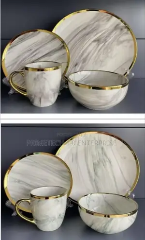 24 PCS Marble Dinner Set -With Gold Lining