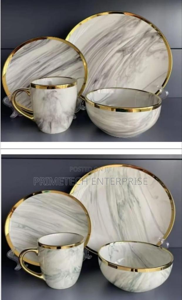 24 PCS Marble Dinner Set -With Gold Lining - main view