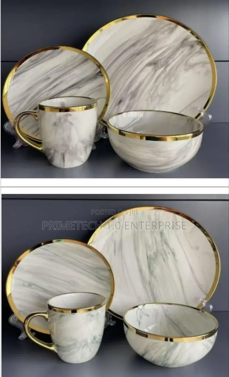 24 PCS Marble Dinner Set -With Gold Lining