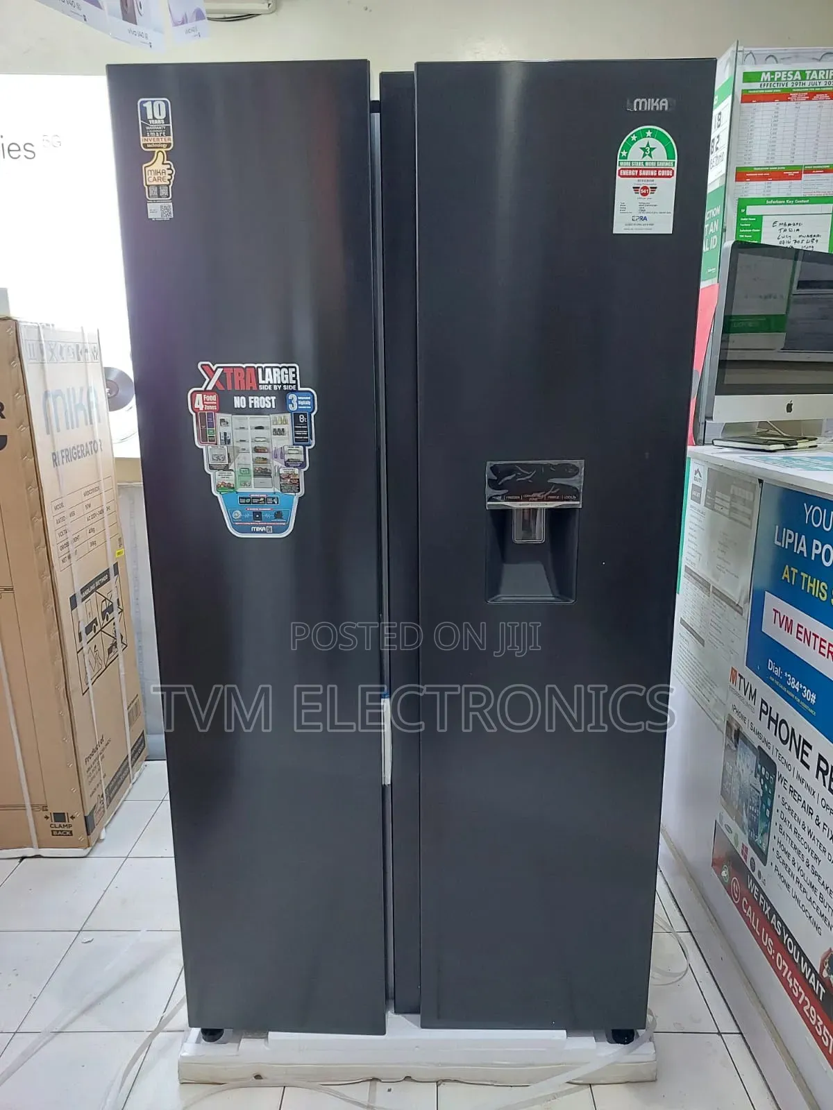 Mika Fridge, 595l, 2 Door Side by Side, No Frost, Inverter Compressor