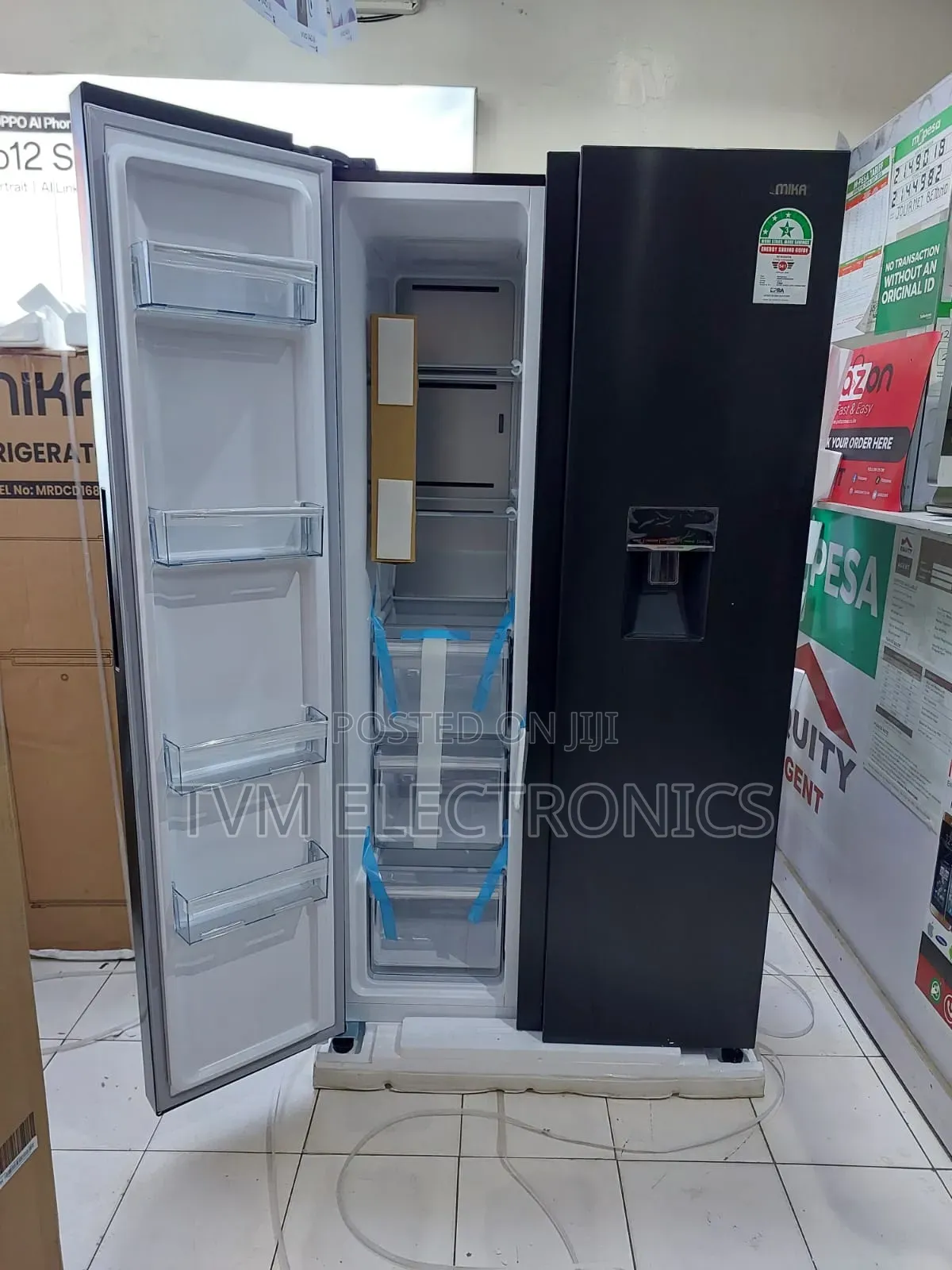 Mika Fridge, 595l, 2 Door Side by Side, No Frost, Inverter Compressor