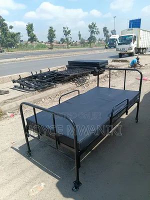 Ward Bed or Hospital Bed With Waterproof Mattress, Black