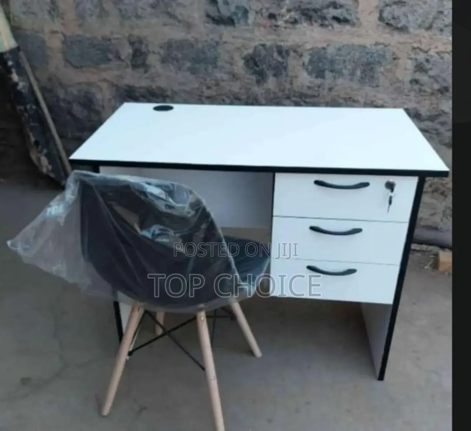 Office Desk and Black Eames