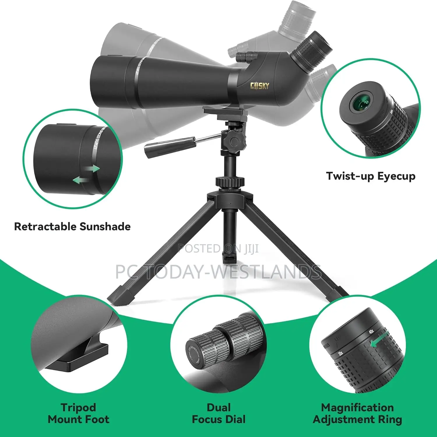Gosky 25-75x85 Spotting Scope - Waterproof Spotting Scope With Tripod