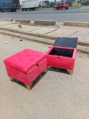 Ottoman Red, With Storage Unit