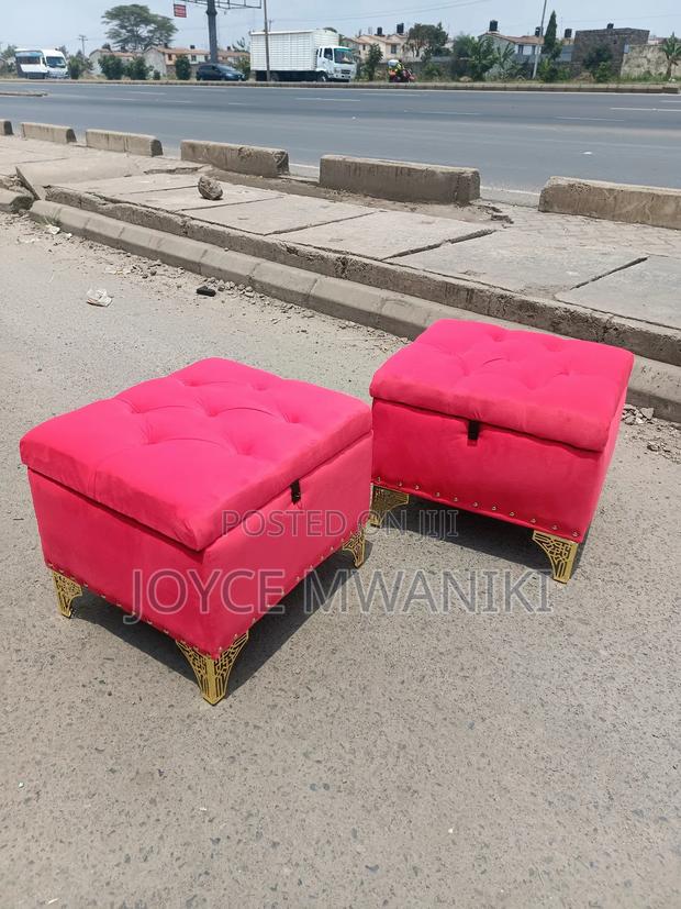 Ottoman Red, With Storage Unit - thumbnail 2