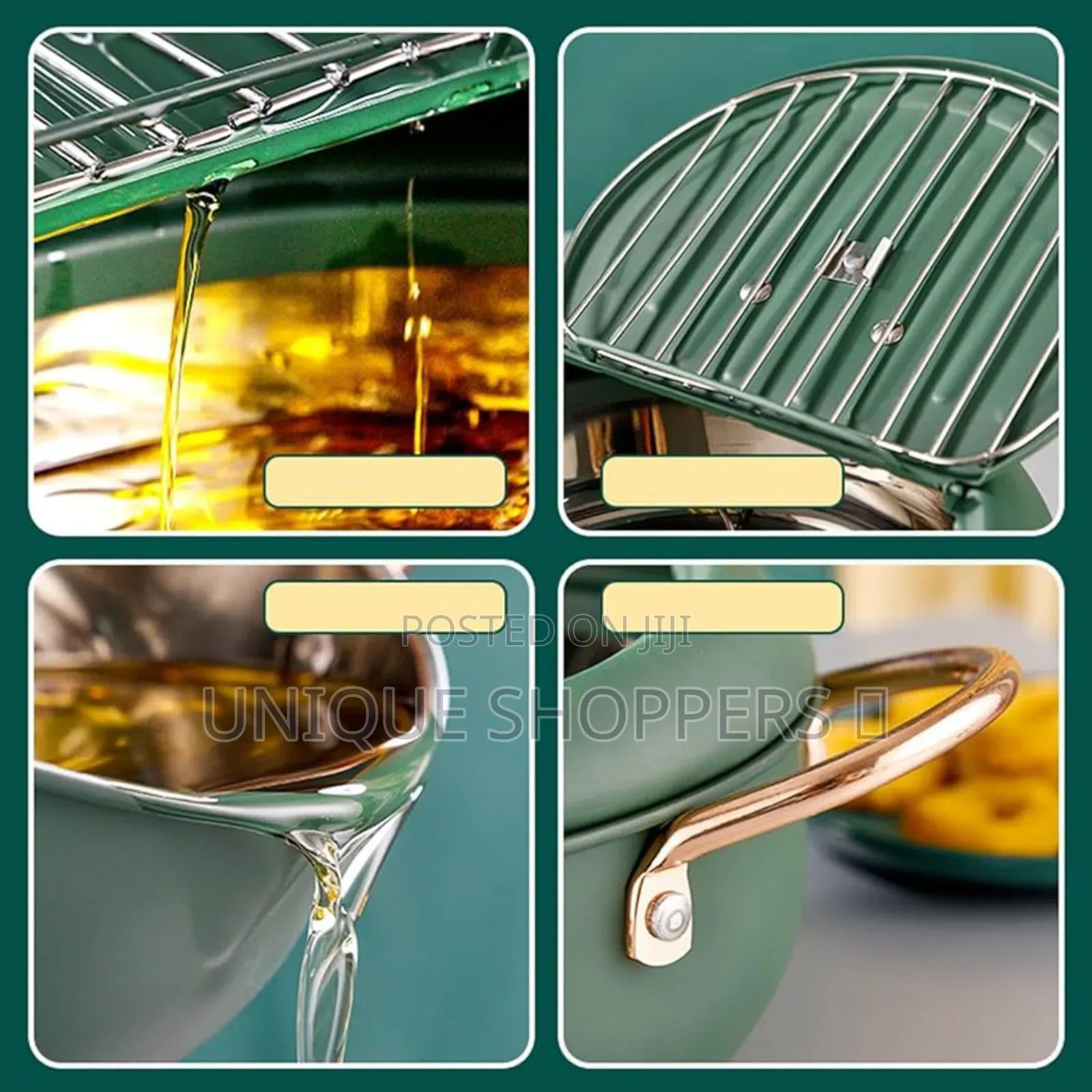 Nordic Green 3.4l Frying Pot With Thermometer and Oil Drain Grill
