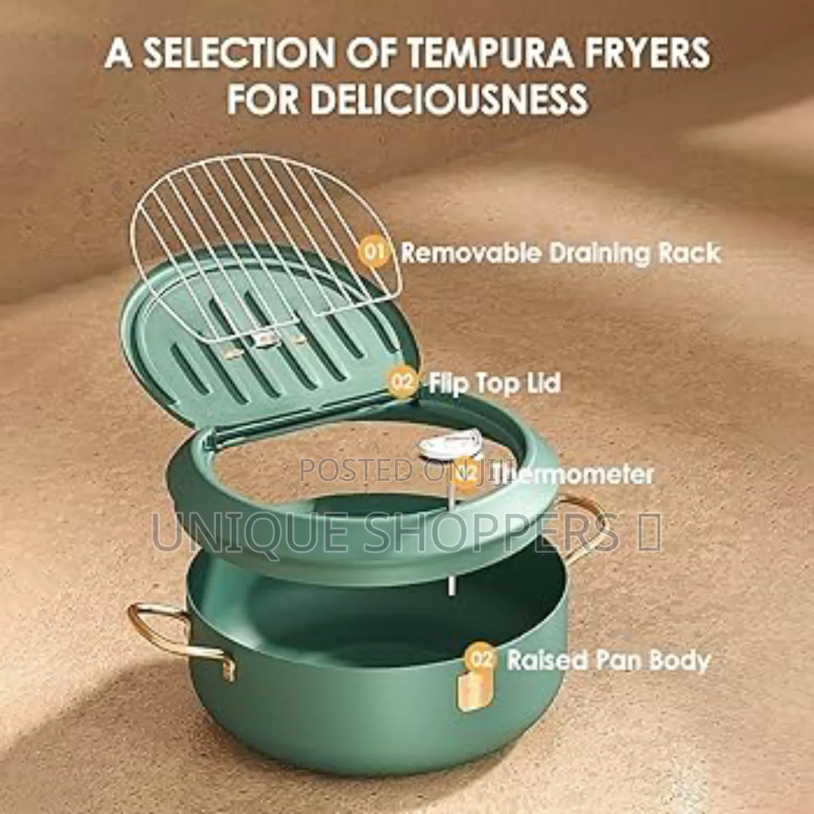 Nordic Green 3.4l Frying Pot With Thermometer and Oil Drain Grill