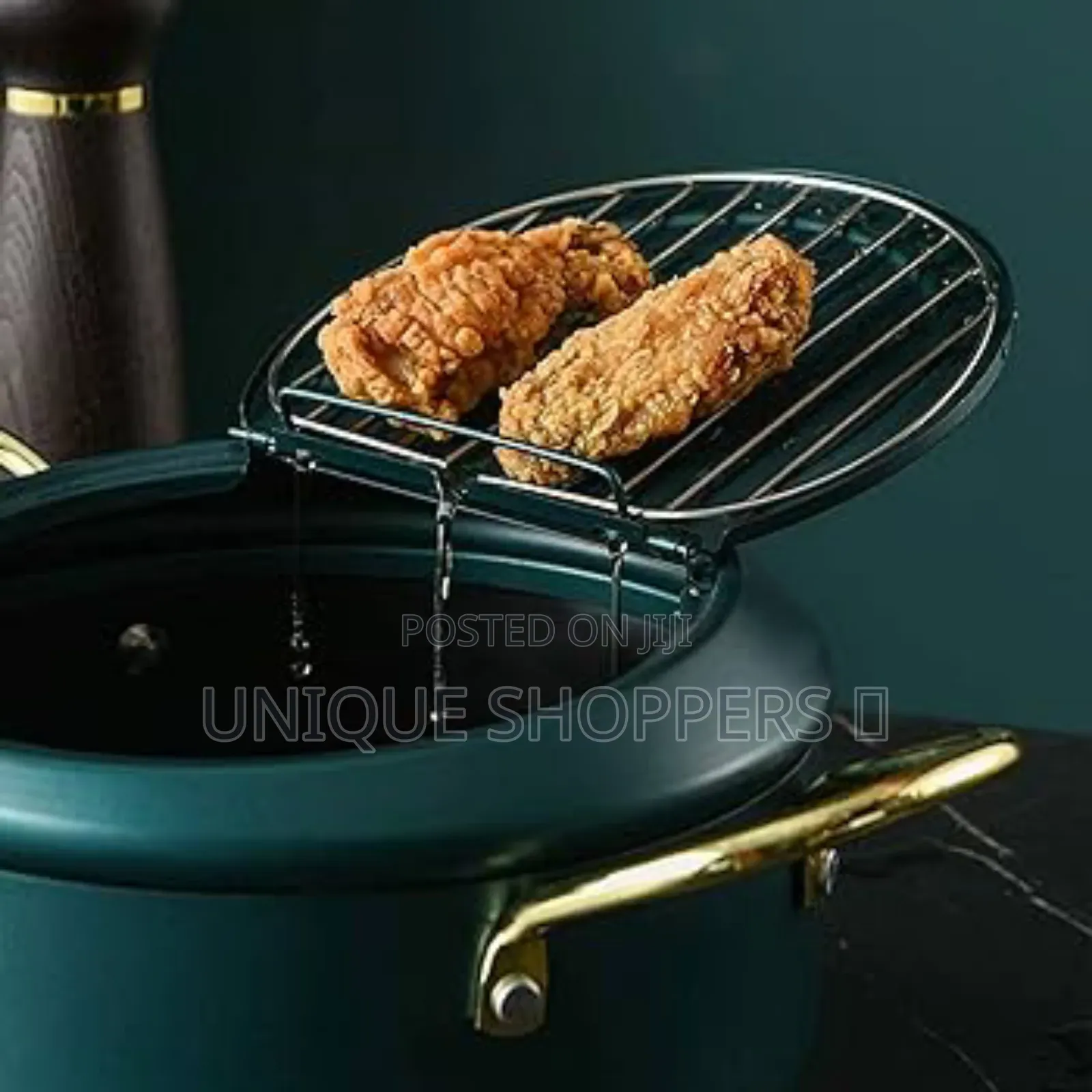 Nordic Green 3.4l Frying Pot With Thermometer and Oil Drain Grill