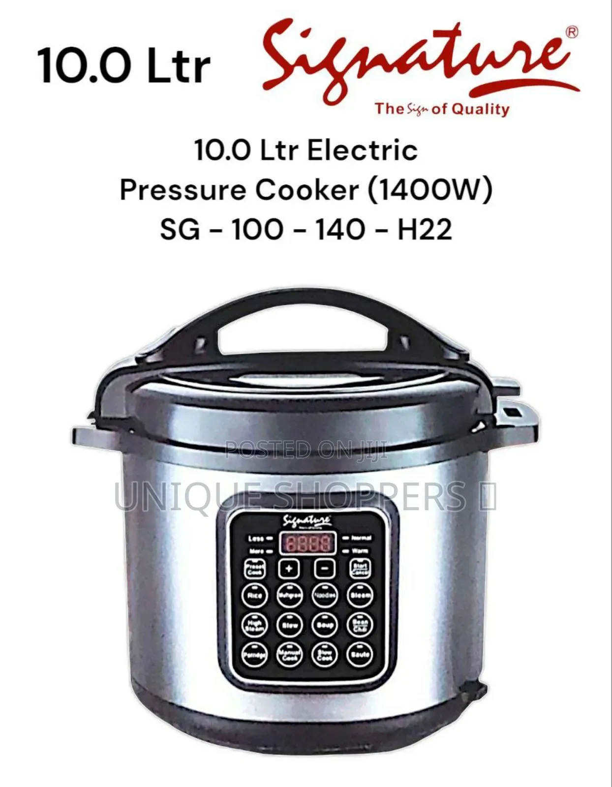 10 Litres. Signature Electric Pressure Cooker