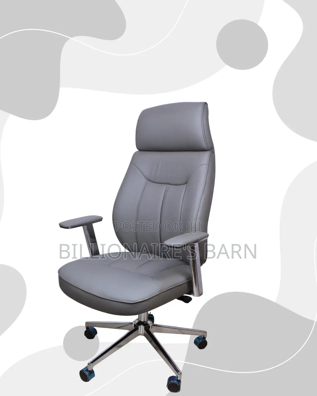 Plush Grey Executive Leather Office Chair — Great for Study or Work