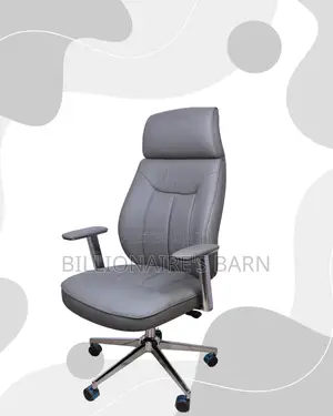 Plush Grey Executive Leather Office Chair — Great for Study or Work