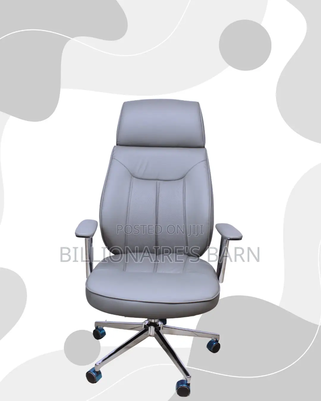 Plush Grey Executive Leather Office Chair — Great for Study or Work