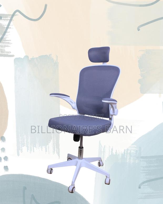 Modern White Ergonomic Office Chair | Nylon Castors - thumbnail 3