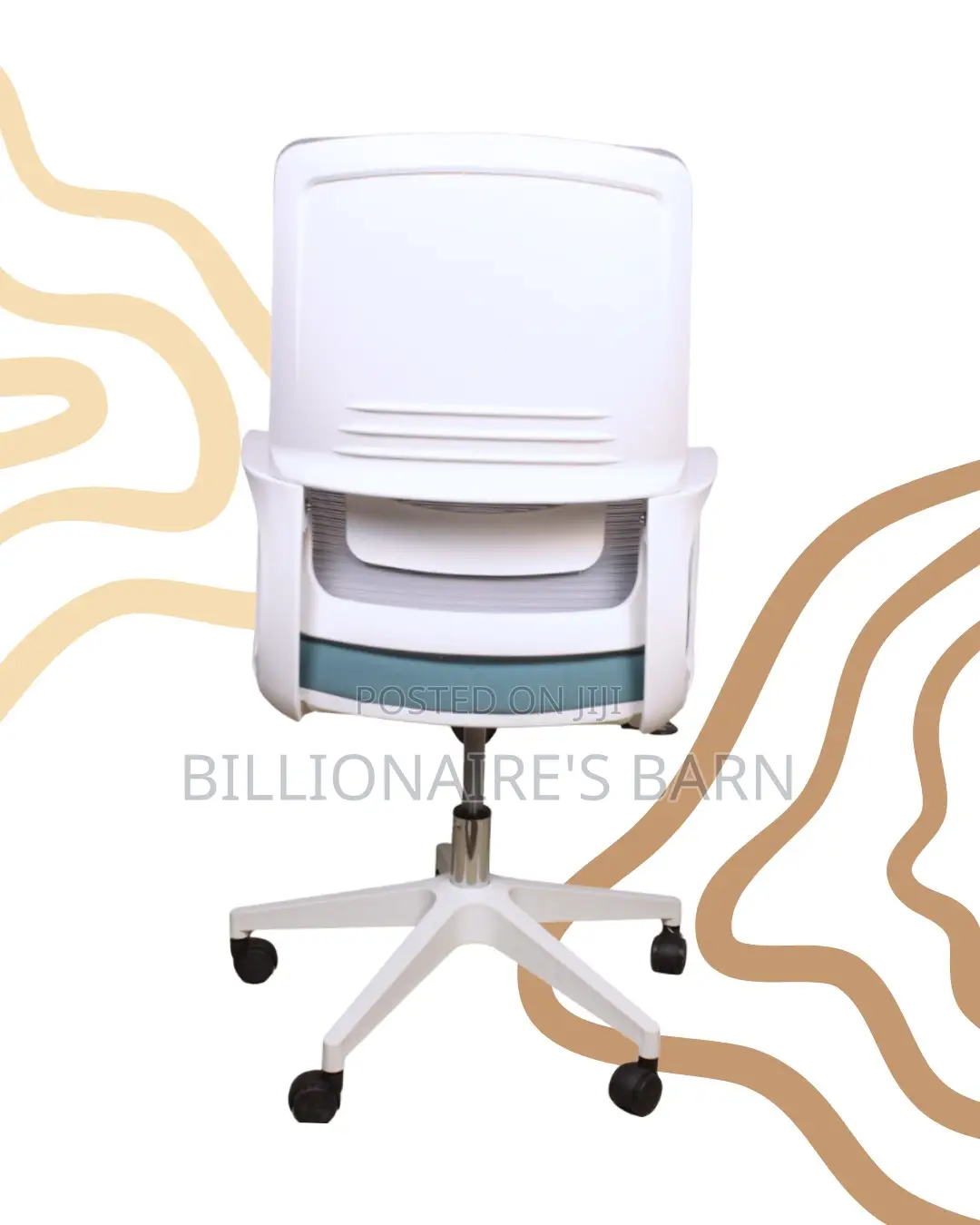 Quiet-Roll White Ergonomic Mesh Office Chair — Strong Stable Base