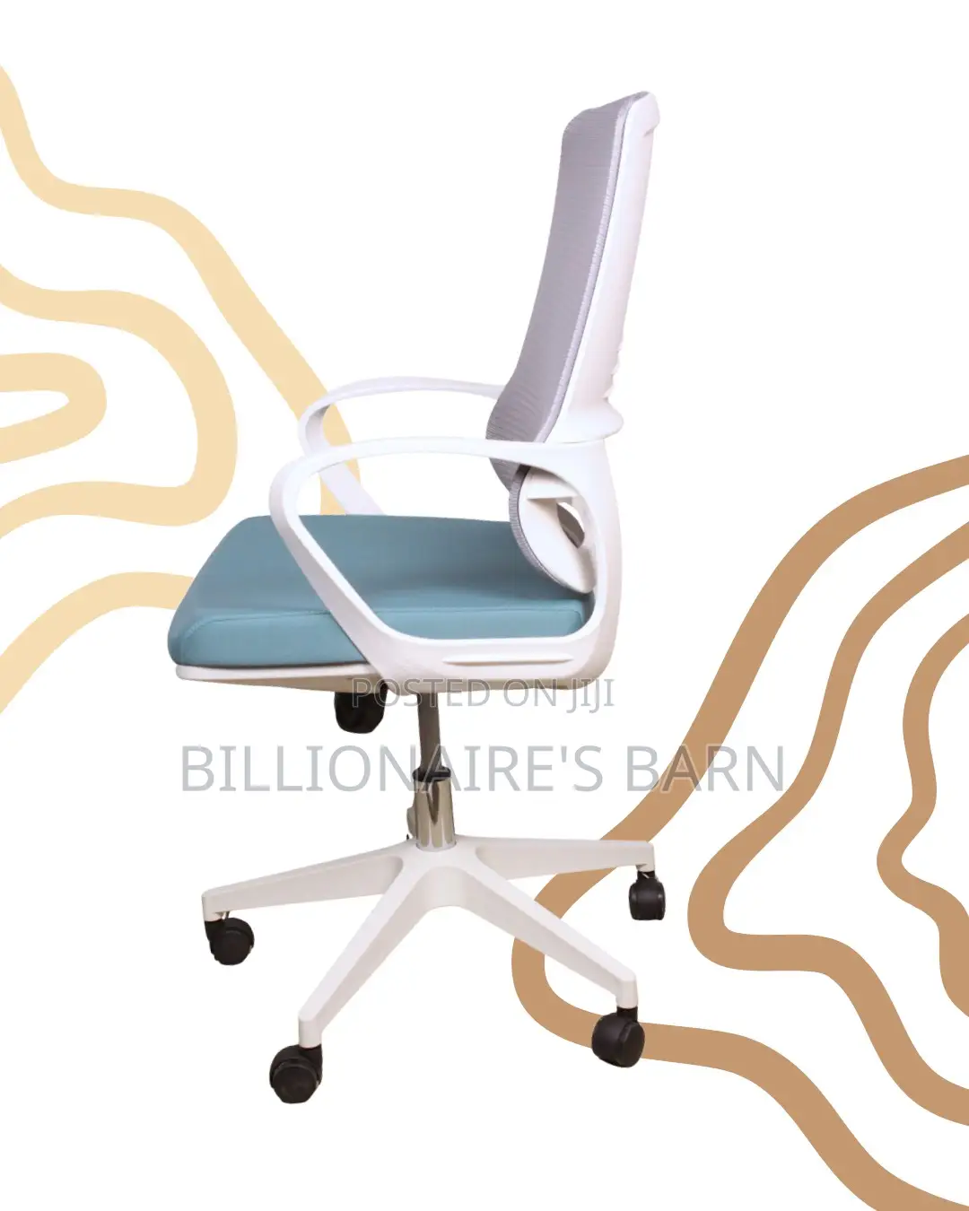 Quiet-Roll White Ergonomic Mesh Office Chair — Strong Stable Base