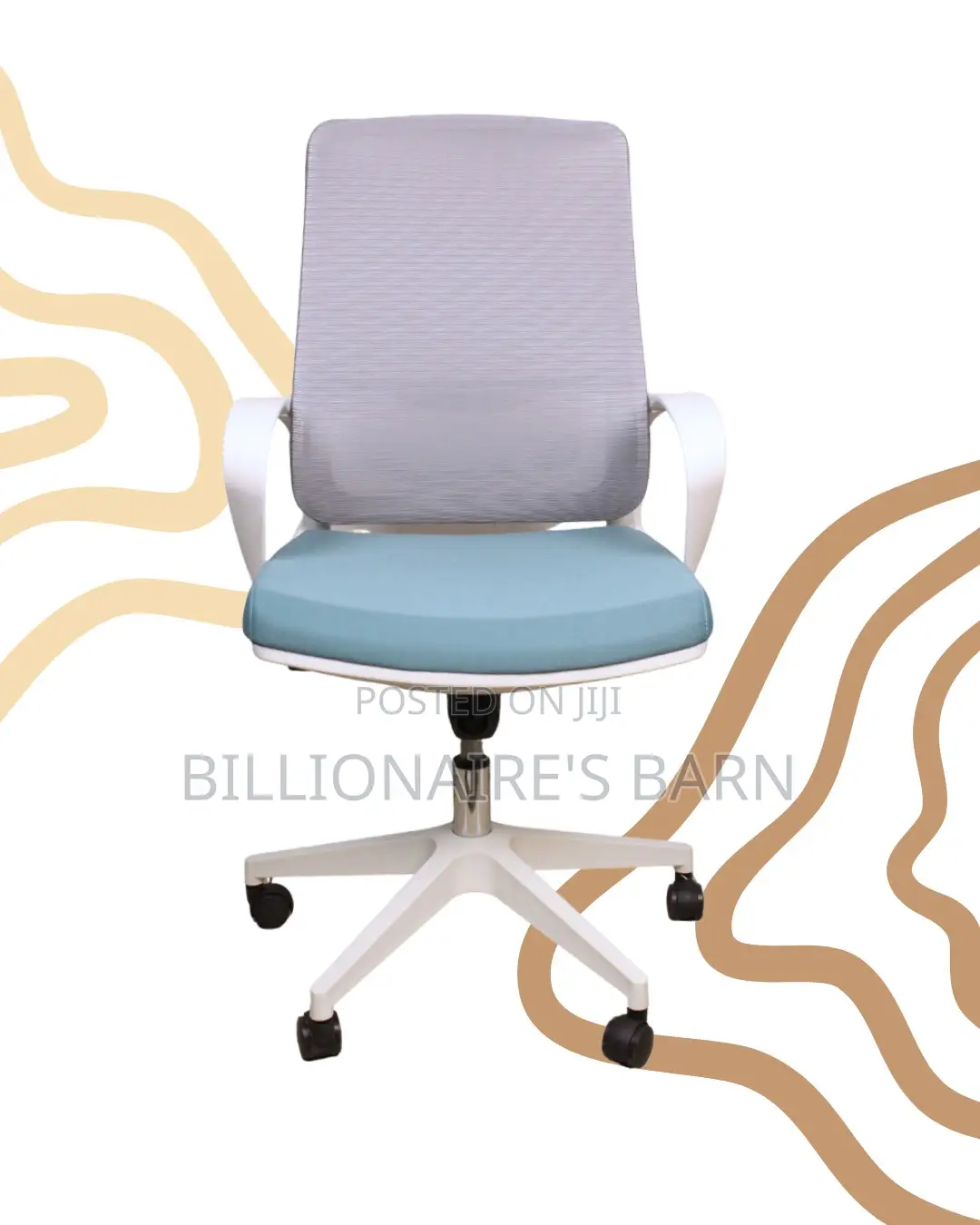 Quiet-Roll White Ergonomic Mesh Office Chair — Strong Stable Base