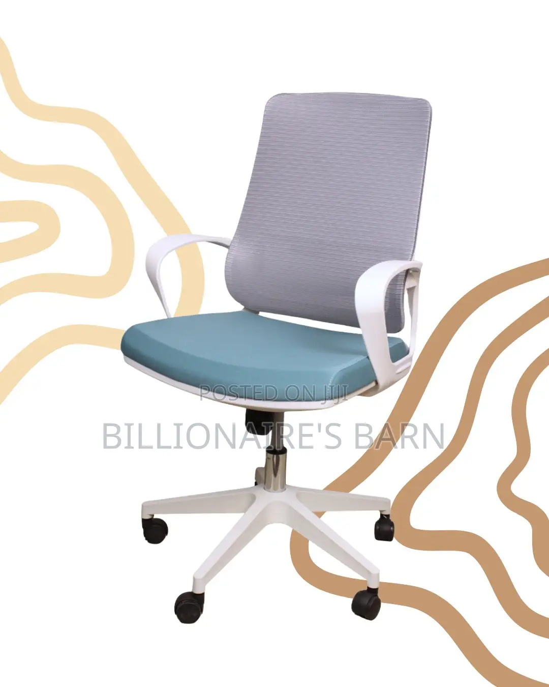 Quiet-Roll White Ergonomic Mesh Office Chair — Strong Stable Base