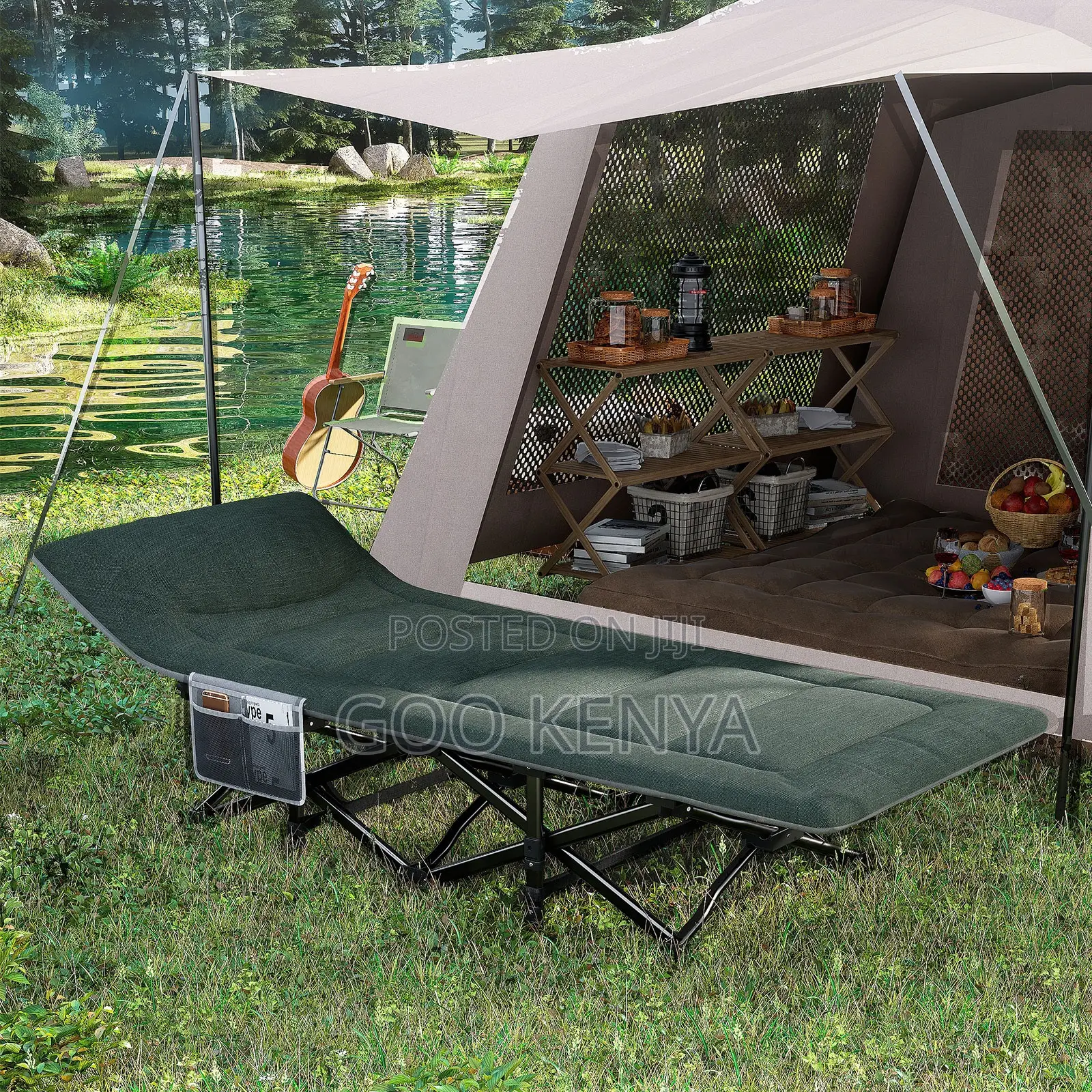 Outdoor Bed; Foldable Metal Frame Camping Cot Bed