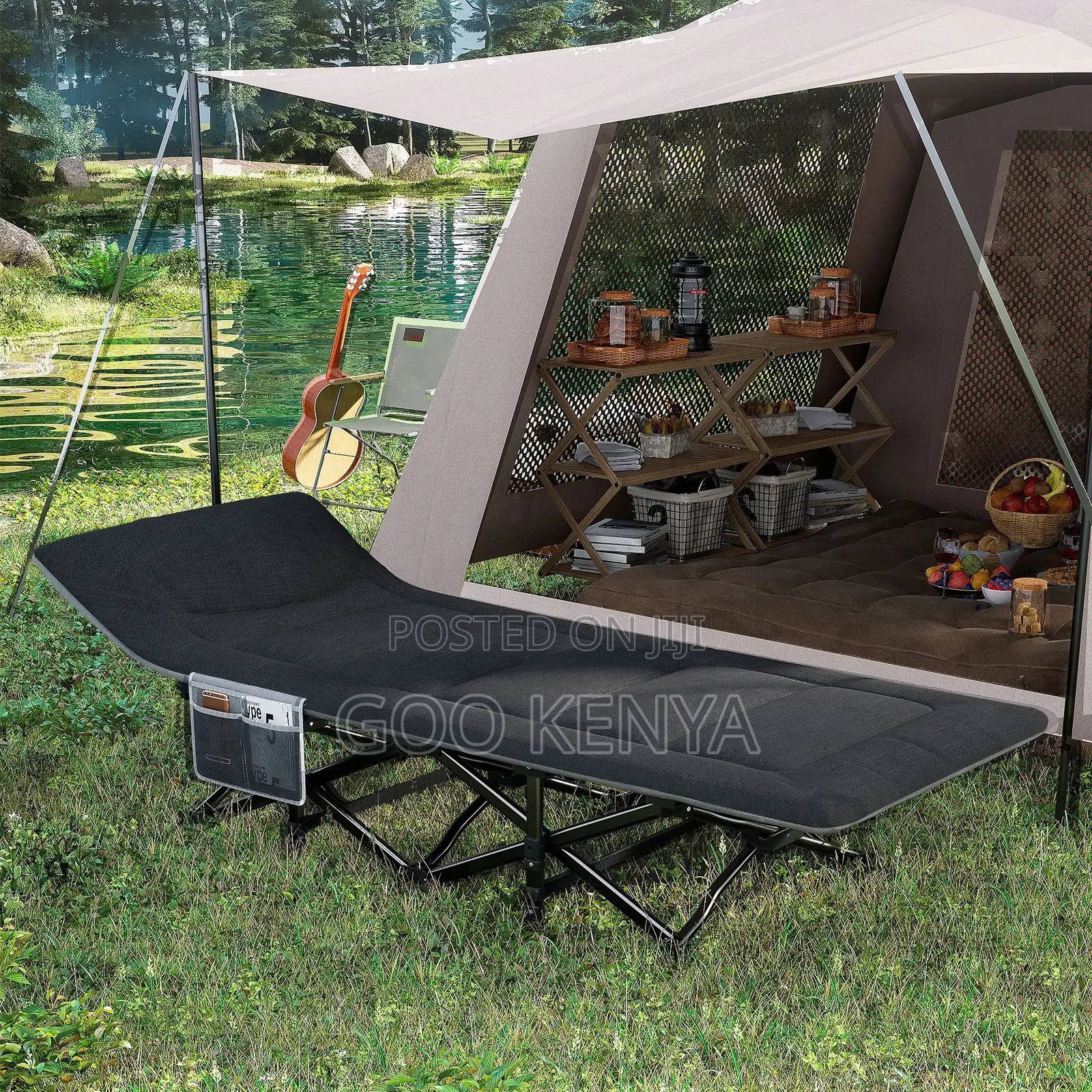 Outdoor Bed; Foldable Metal Frame Camping Cot Bed