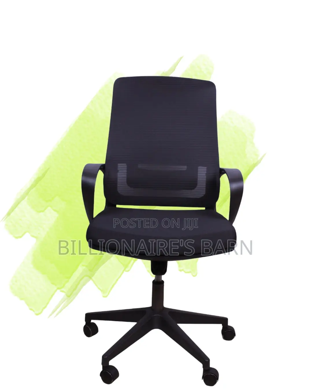 Sleek Black Ergonomic Mesh Office Chair — Strong Stable Base