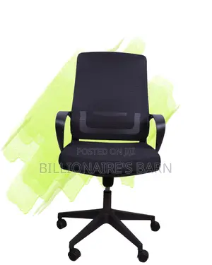 Sleek Black Ergonomic Mesh Office Chair — Strong Stable Base