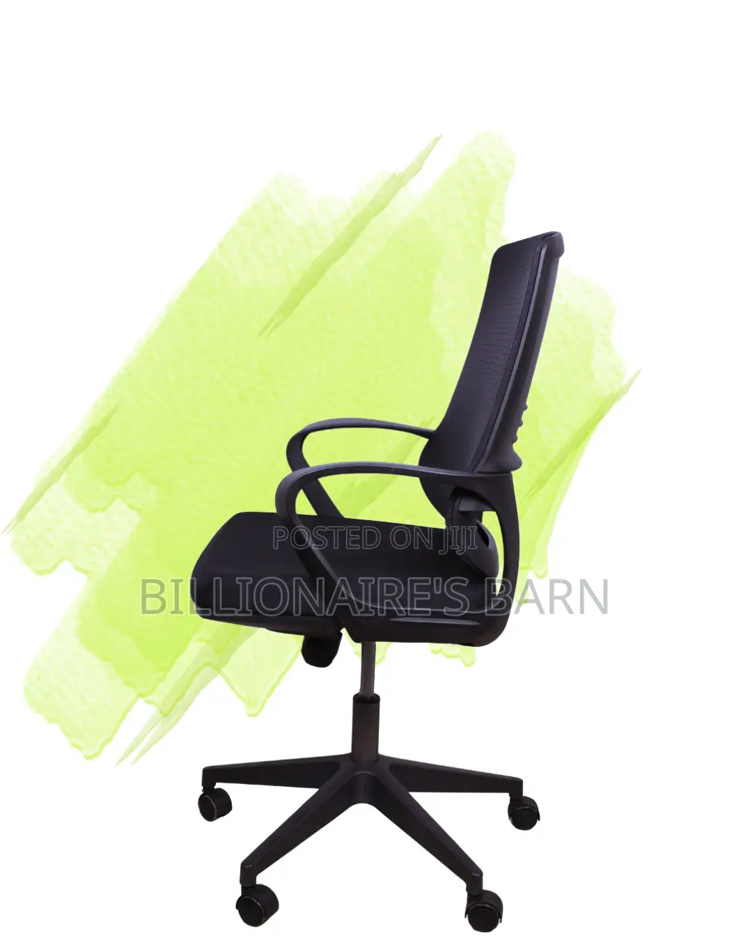 Sleek Black Ergonomic Mesh Office Chair — Strong Stable Base