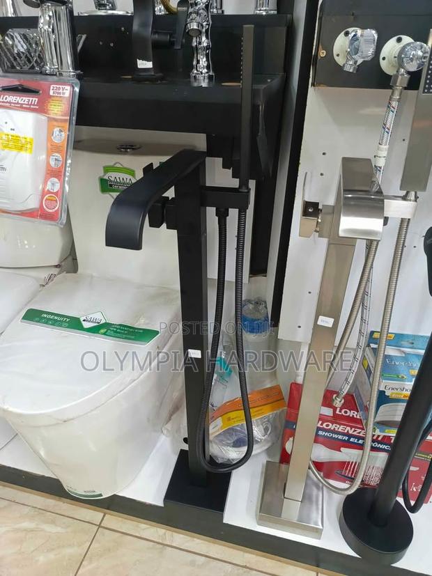 Standing Bath Mixer Square Base( Black and Silver - main view