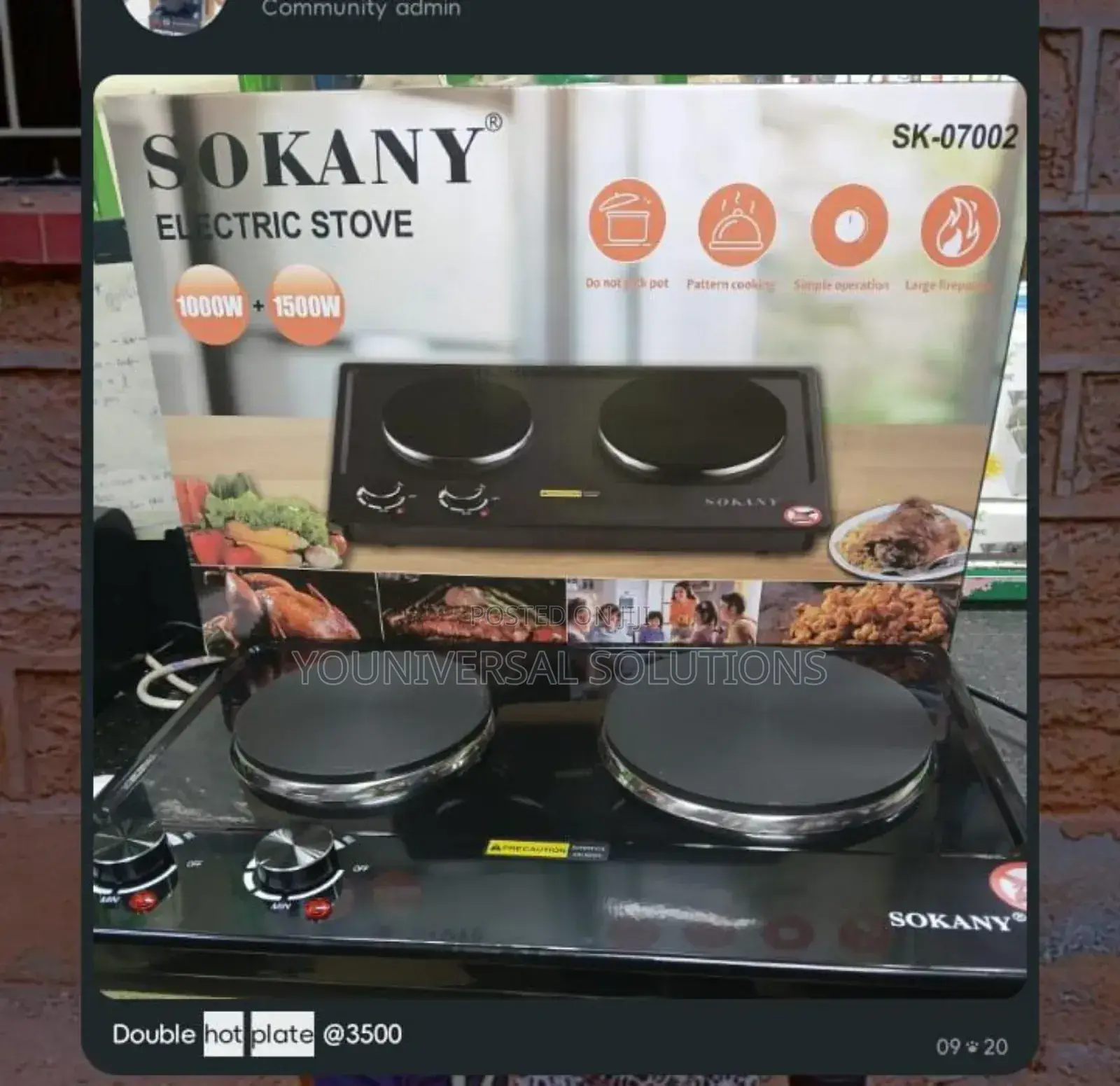 Electric Double Stove Sokany