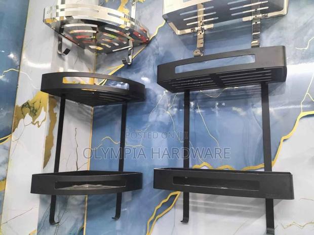 Laundry/ Bathroom Shelves Black and Silver (Double)