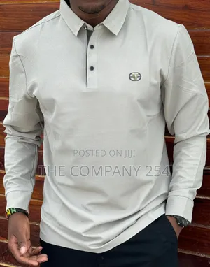 Casual Longsleeved Collar Plain Brand Tshirt Available