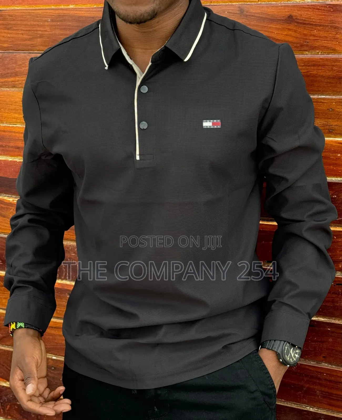 Casual Longsleeved Collar Plain Brand Tshirt Available