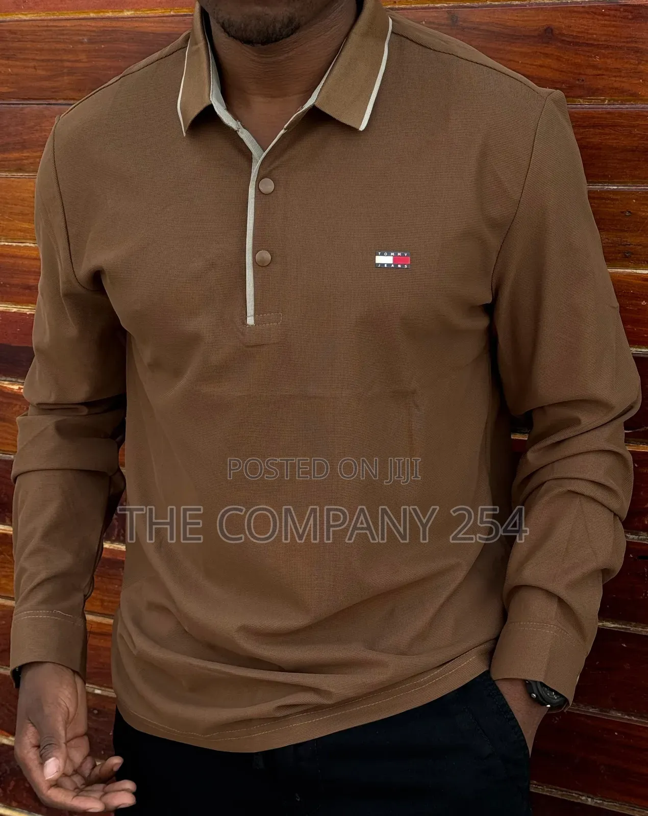 Casual Longsleeved Collar Plain Brand Tshirt Available