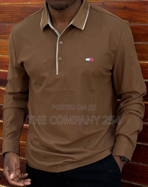 Casual Longsleeved Collar Plain Brand Tshirt Available - thumbnail 6