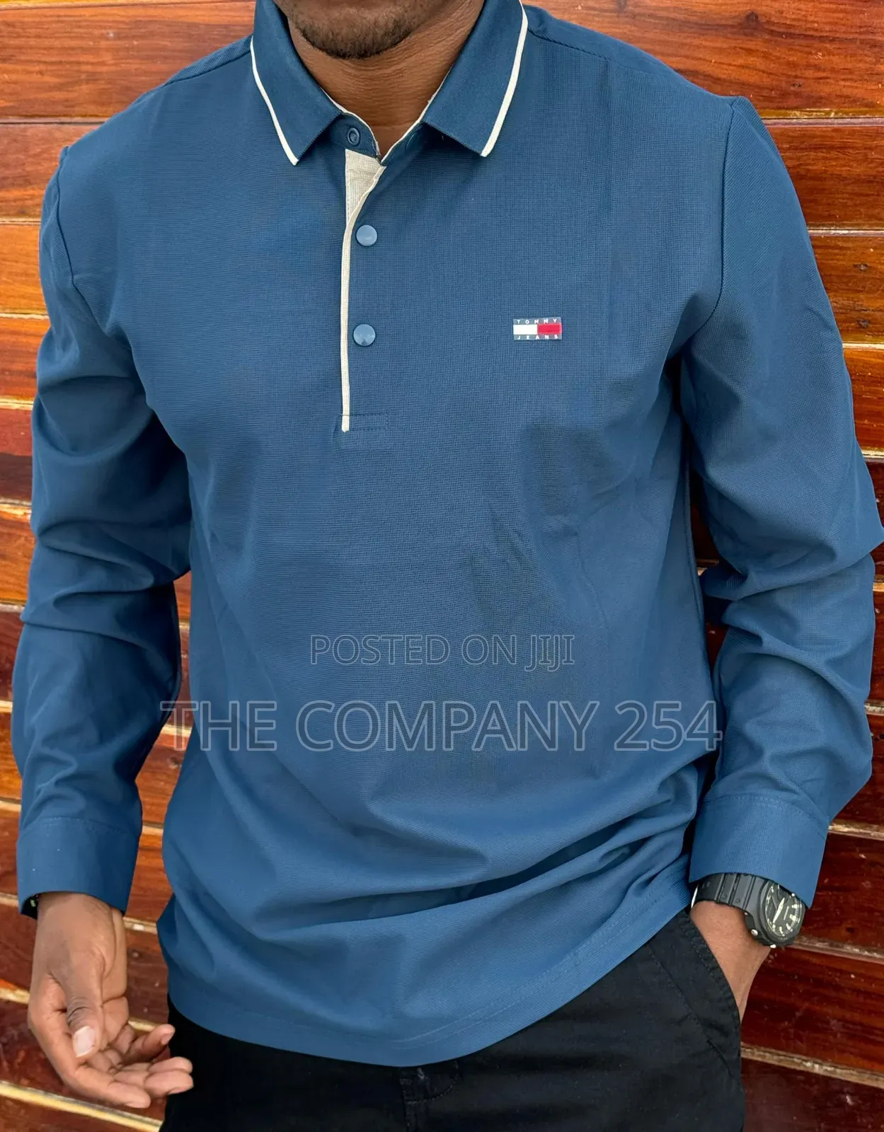 Casual Longsleeved Collar Plain Brand Tshirt Available