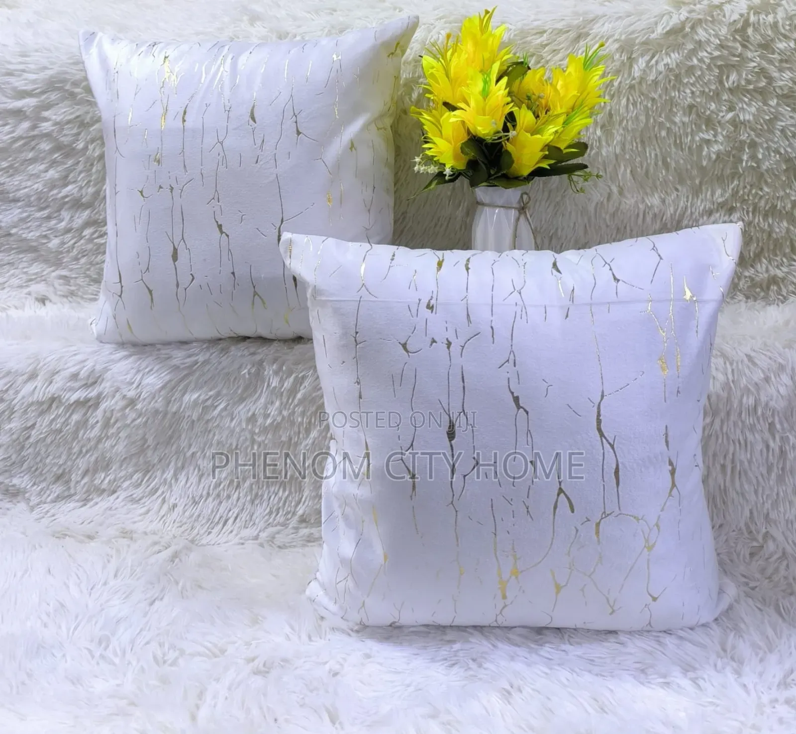 White Pillows With Gold Touch