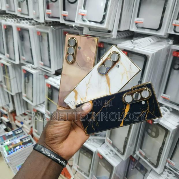 Samsung Galaxy Fold 3, 4, 5, 6, 7 Marble Case With Screen Protector - main view