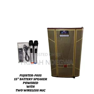 Fujister F605 15 Battery Speaker Powered With 2 Wireless Mic
