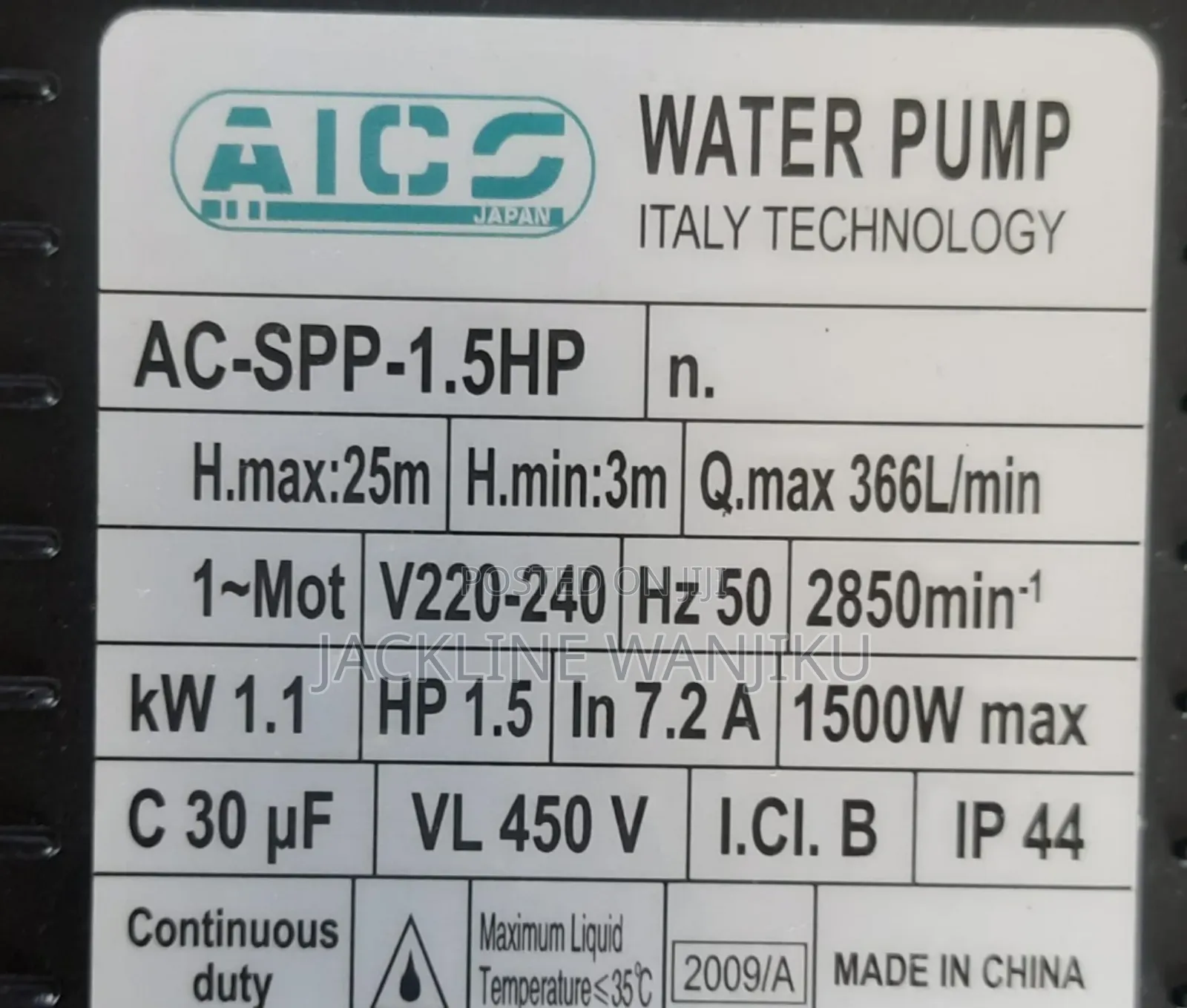 1.5hp Aico Japan Swimming Pool Pump/ Swimming Pool Pump 1.5hp