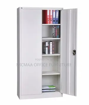 Sleek White Metal Storage Cabinet