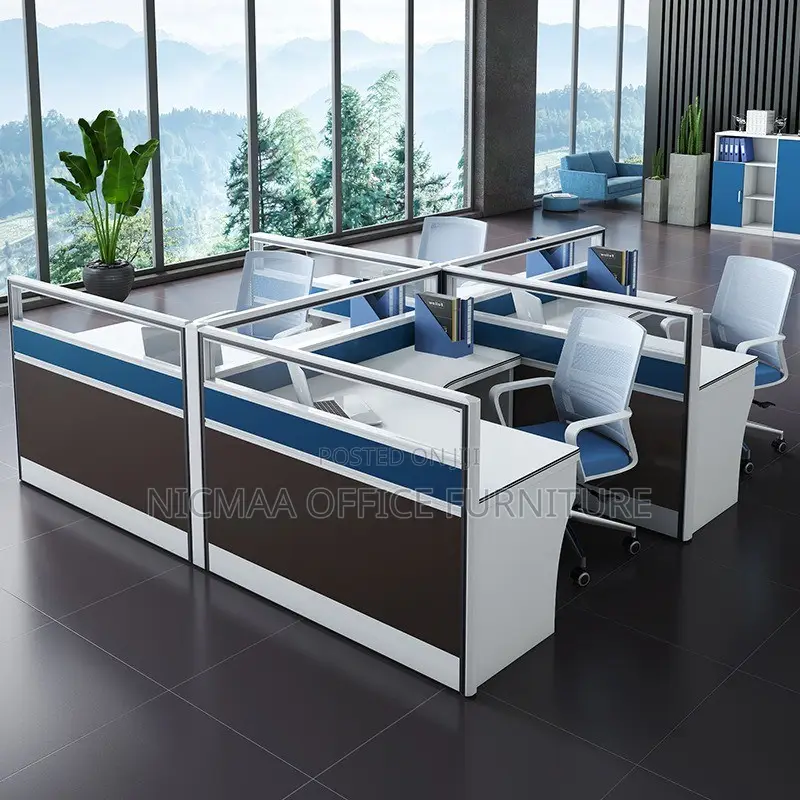 4-Person Executive Curved Modern, Collaborative Workstation