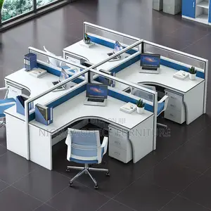4-Person Executive Curved Modern, Collaborative Workstation