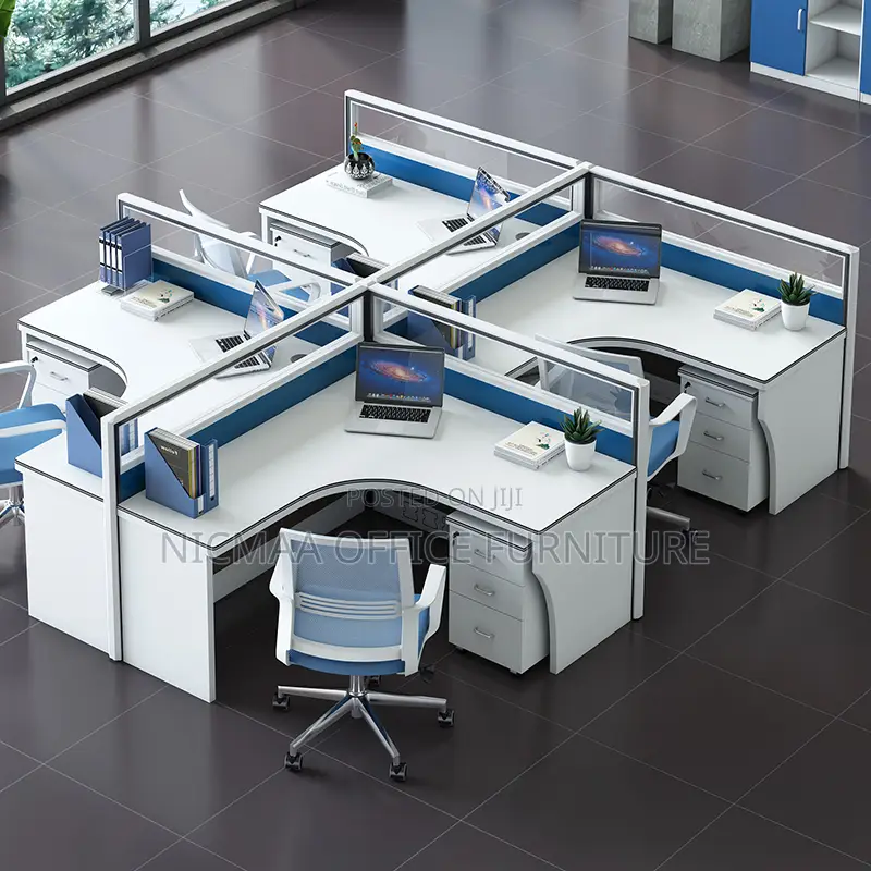 4-Person Executive Curved Modern, Collaborative Workstation