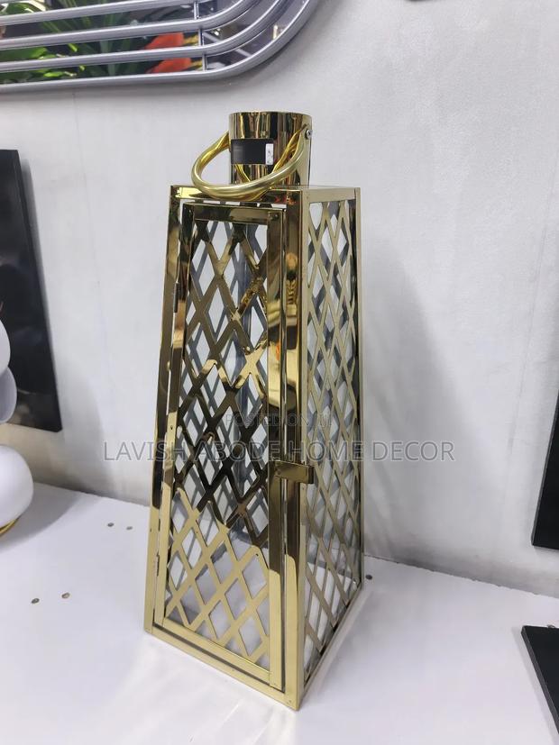 Gold Big Lantern With Glass - thumbnail 2