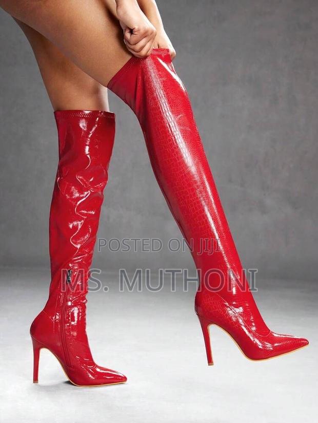 Red High Thigh Boots Size 37-42 - thumbnail 2
