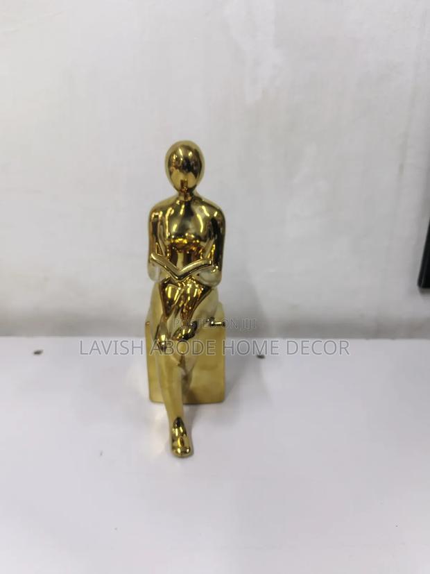 Gold Sitting Reading Woman Statue - thumbnail 2