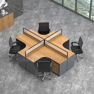 Executive 4-Person Curved Workstation – Durable Stylish