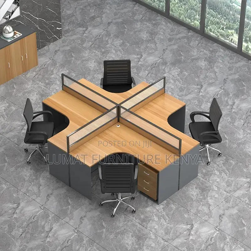 Executive 4-Person Curved Workstation – Durable Stylish